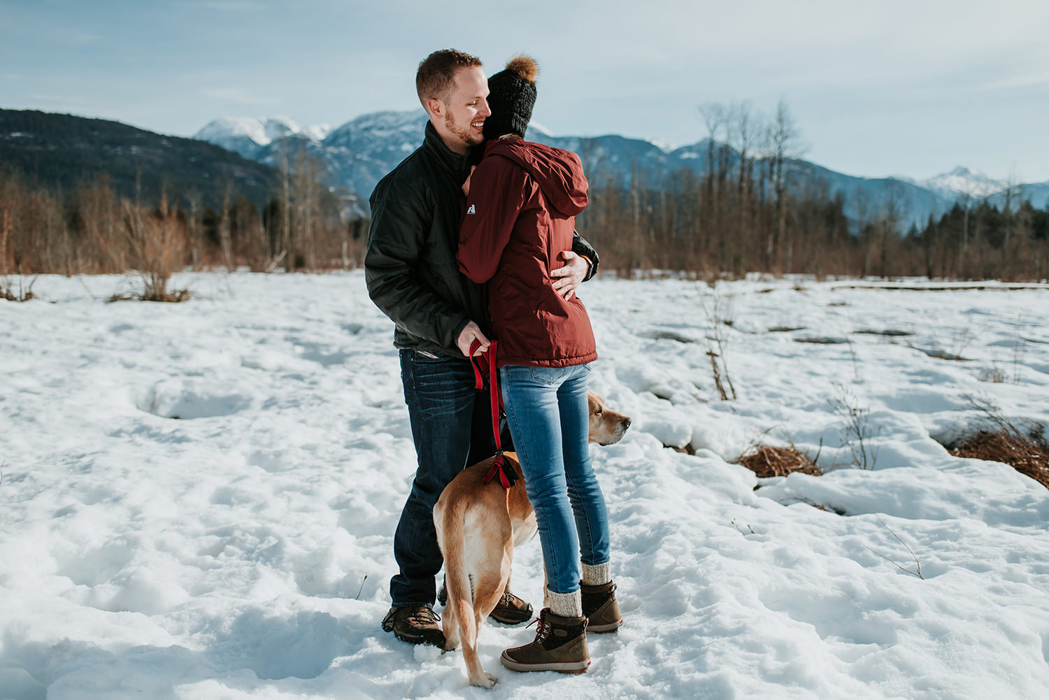 proposal in Pemberton BC at One Mile Lake in the snow