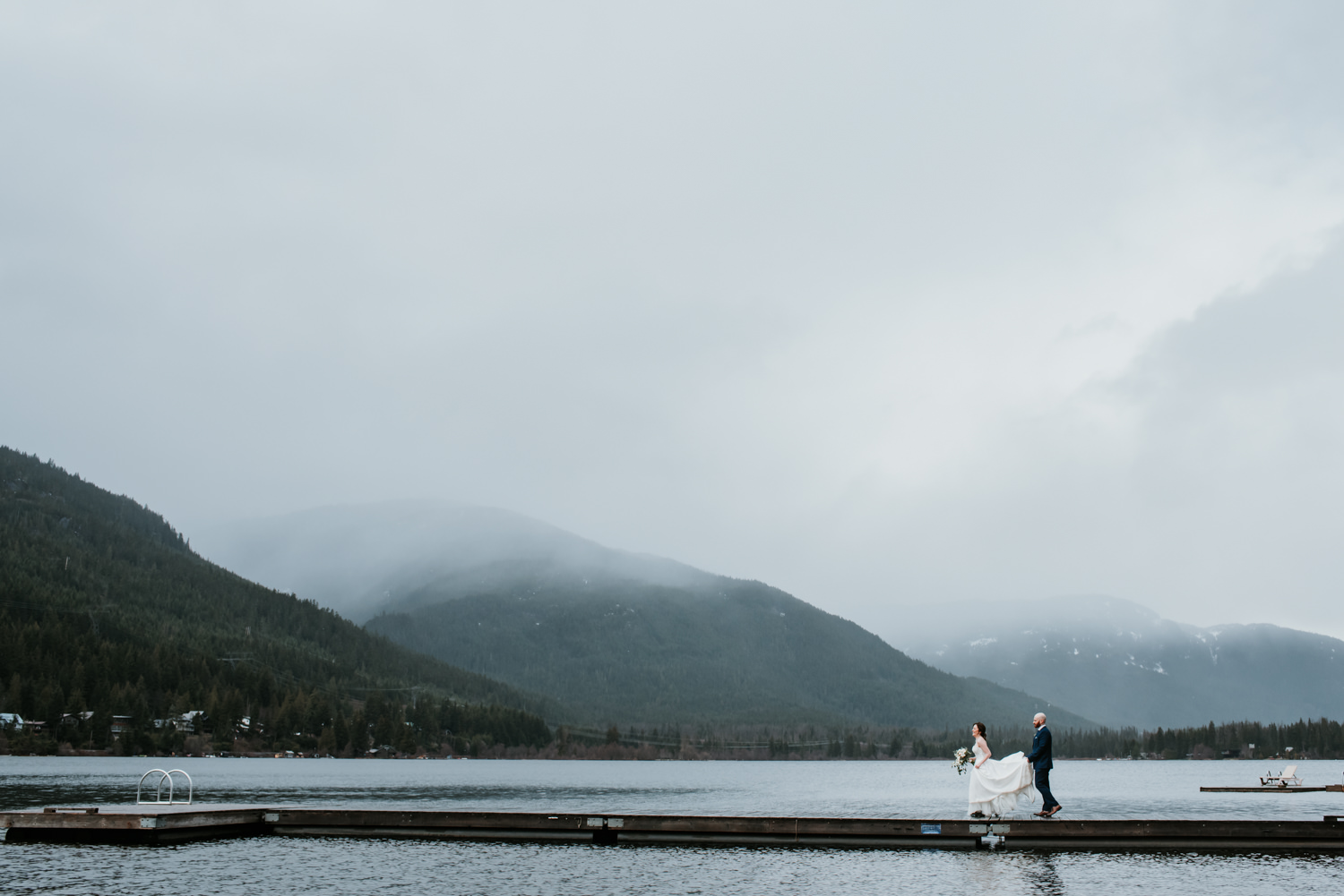 Whistler wedding photographer captures Bride and Groom on Alta Lake