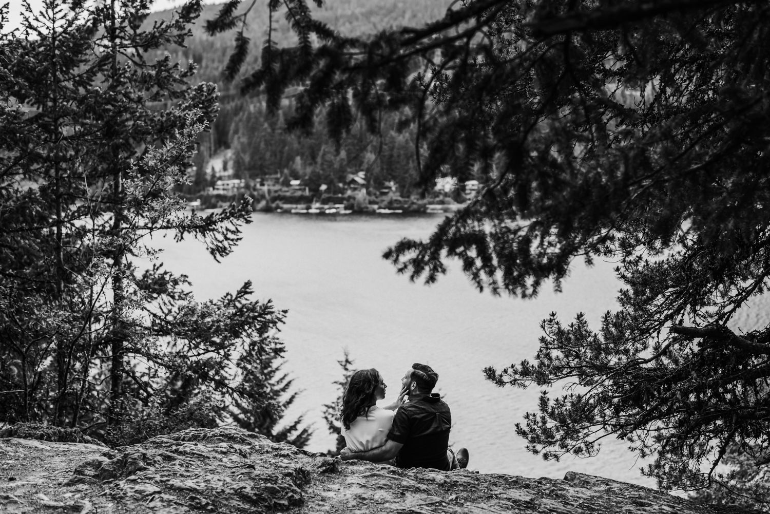A Whistler couple gets their engagement session done on Alta Lake.