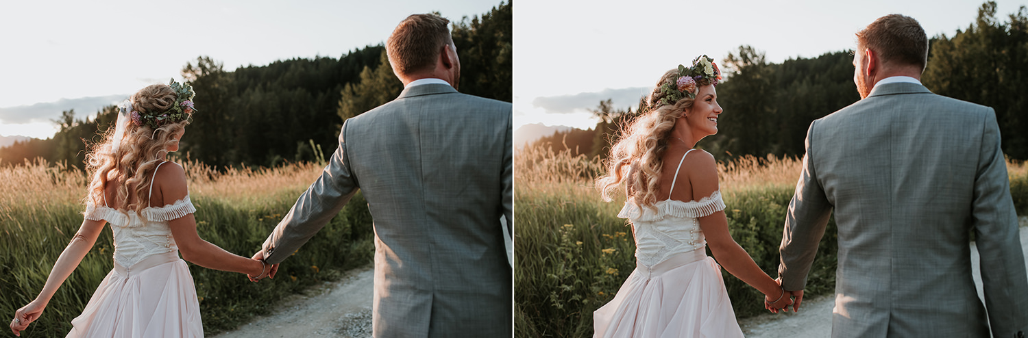 Evening portrait with brida and groom in Pemberton BC