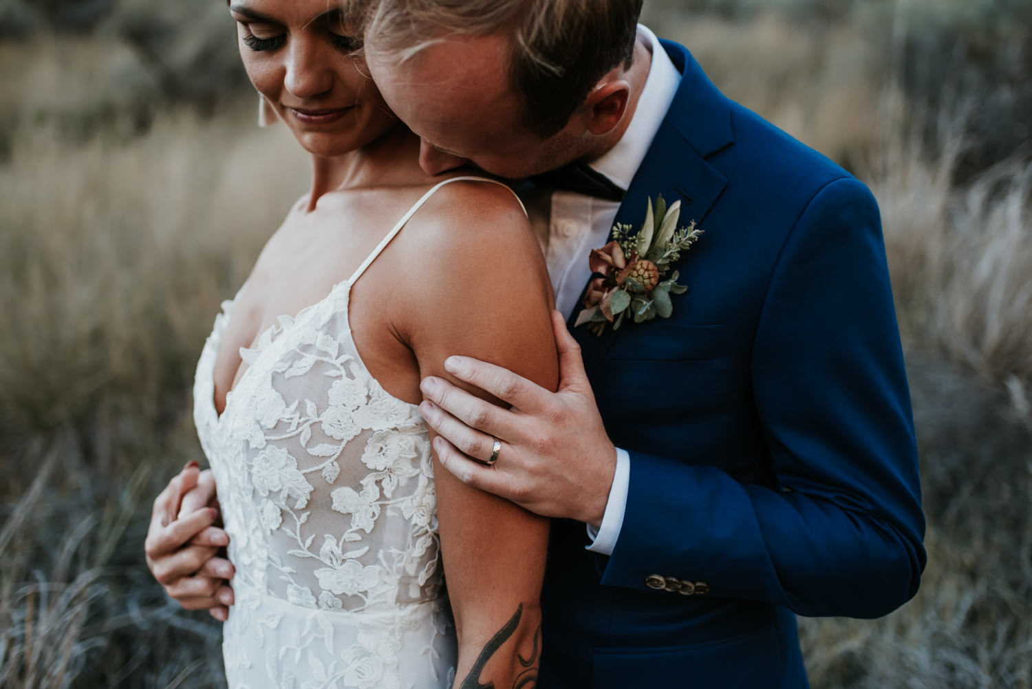 Whistler wedding photographer photographs bride and groom in Kamloops BC