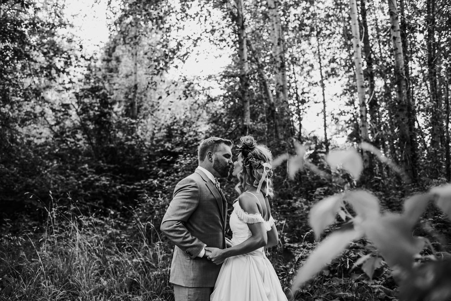 Bride and groom first look in Pemberton BC