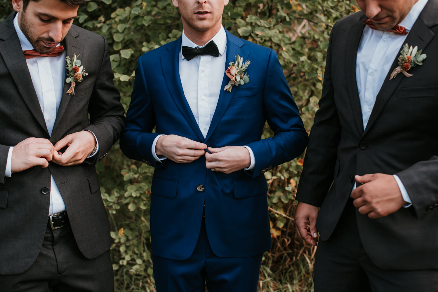 Grooms suit from Indochino and tie from Beaux Ties