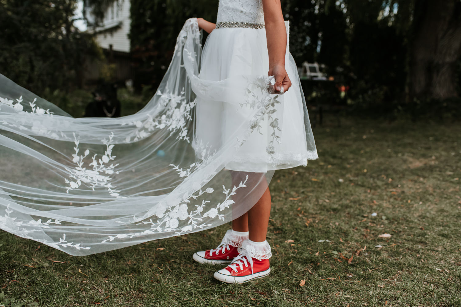 Flower girl wear converse shoes in Kamloops BC wedding